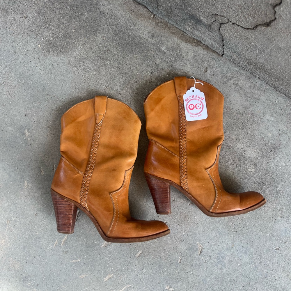 70s Romanian Leather Cowgirl Boots